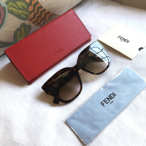 NEW Fendi F is FENDI Havana Cat Eye Square Sunglasses main image 13